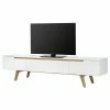 Mørteens TV-Lowboard Allium - Eiche teilmassiv - Weiß / Eiche