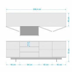 Eva Padberg Collection Sideboard Payara - Echtholzfurnier - Walnuss / Anthrazit -WOHNZIMMERMÖBEL Verkäufe 1000007105 201015 10382700001 SKETCH DETAILS P000000001000007105 sketch