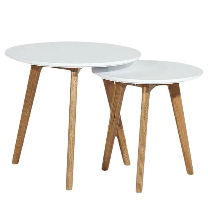 Mørteens Beistelltisch-Set Nilla I (2-teilig) - Eiche teilmassiv - Matt Weiß 1 Mørteens Beistelltisch-Set Nilla I (2-teilig) - Eiche teilmassiv - Matt Weiß