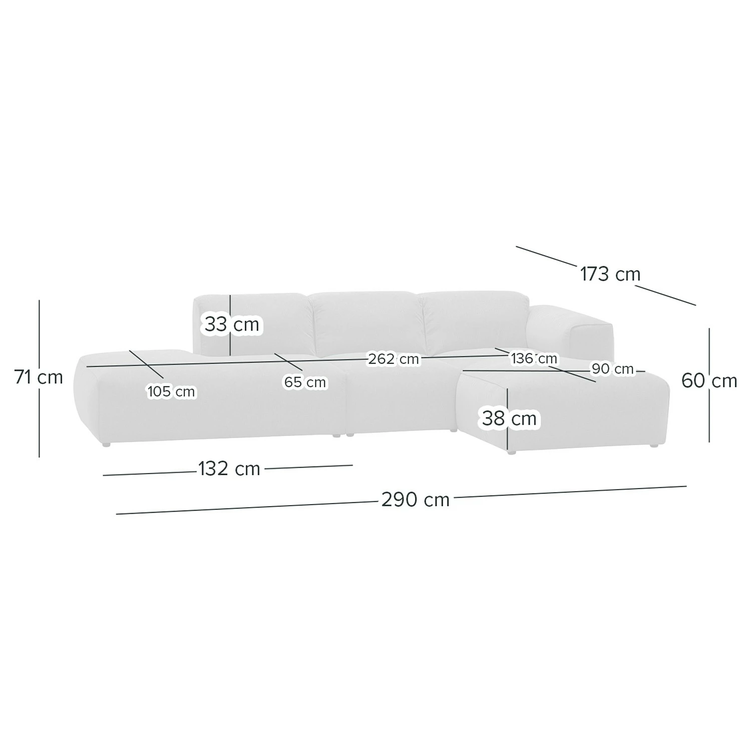 Studio Copenhagen Ecksofa HUDSON mit Chaiselongue - Webstoff Saia: Beige - Longchair davorstehend links 10 Studio Copenhagen Ecksofa HUDSON mit Chaiselongue - Webstoff Saia: Beige - Longchair davorstehend links – Bild 10