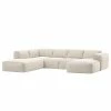 Studio Copenhagen Wohnlandschaft HUDSON - Webstoff Saia: Beige - Longchair davorstehend rechts / Ottomane links