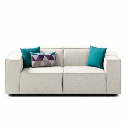 Sofa Kinx (2-Sitzer) Webstoff - Webstoff Milan: Altweiß - Keine Funktion -WOHNZIMMERMÖBEL Verkäufe 1000011646 180619 155722235 GALLERYIMAGES P000000001000011646