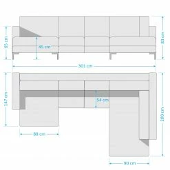 Fredriks Wohnlandschaft Summer Webstoff - Webstoff Madu: Hellgrau - Longchair davorstehend rechts / Ottomane links -WOHNZIMMERMÖBEL Verkäufe 1000012449 201130 15533000187 SKETCH DETAILS P000000001000012449 sketch