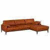 Ars manufacti Ecksofa Horley Echtleder - Vintage Cognac - Longchair davorstehend rechts