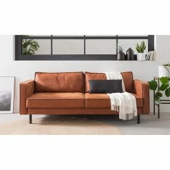 Ars manufacti 3-Sitzer Sofa FORT DODGE - Antiklederlook - Microfaser Yaka: Cognac -WOHNZIMMERMÖBEL Verkäufe 1000015496 190607 09244400001 MOOD GALLERYIMAGES P000000001000015496 mood