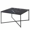 Fredriks Couchtisch Katori II - Glas / Metall - Marmor Schwarz Dekor / Schwarz