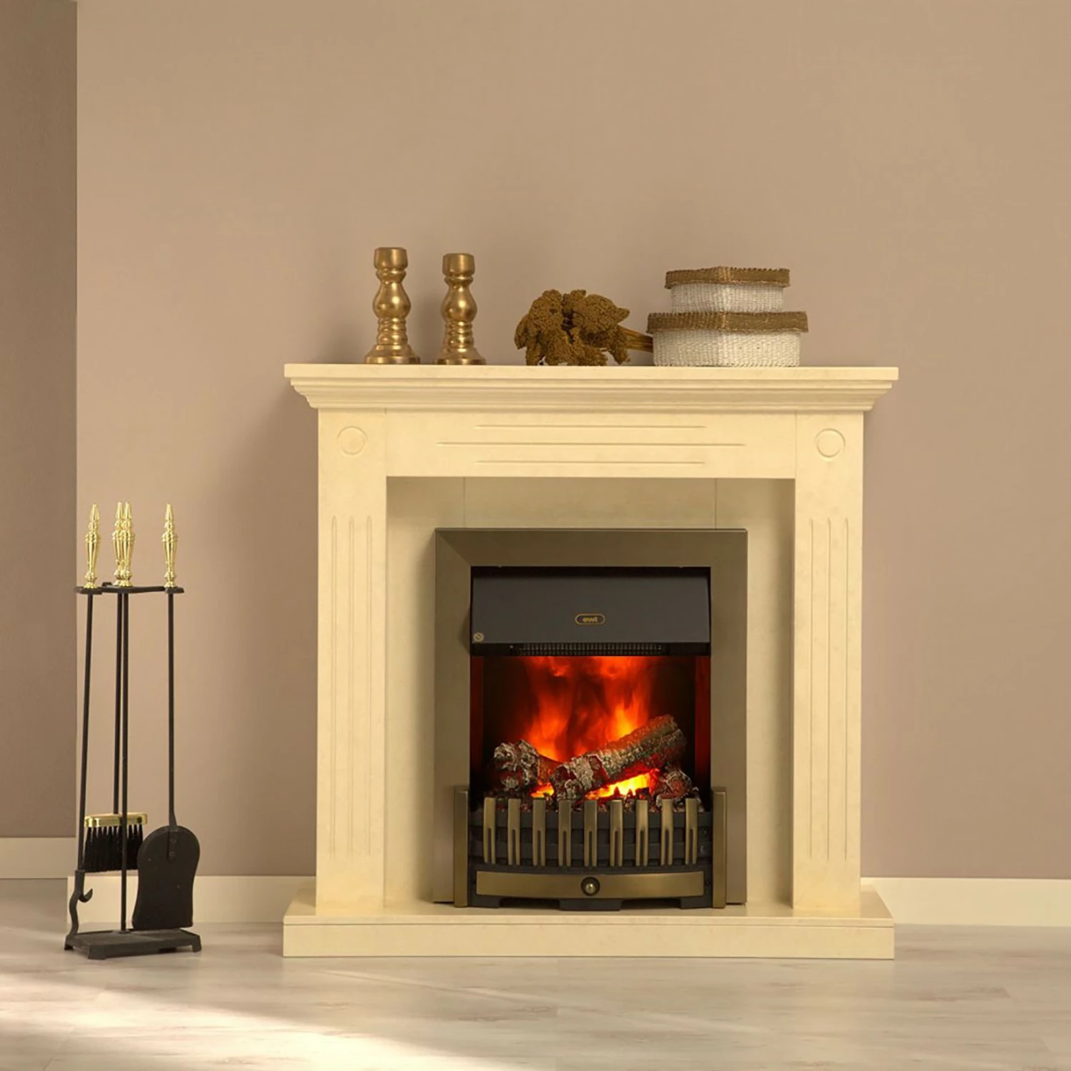 Montreux Elektrokamin Washington - Creme/Beige marmoriert 2 Montreux Elektrokamin Washington - Creme/Beige marmoriert – Bild 2