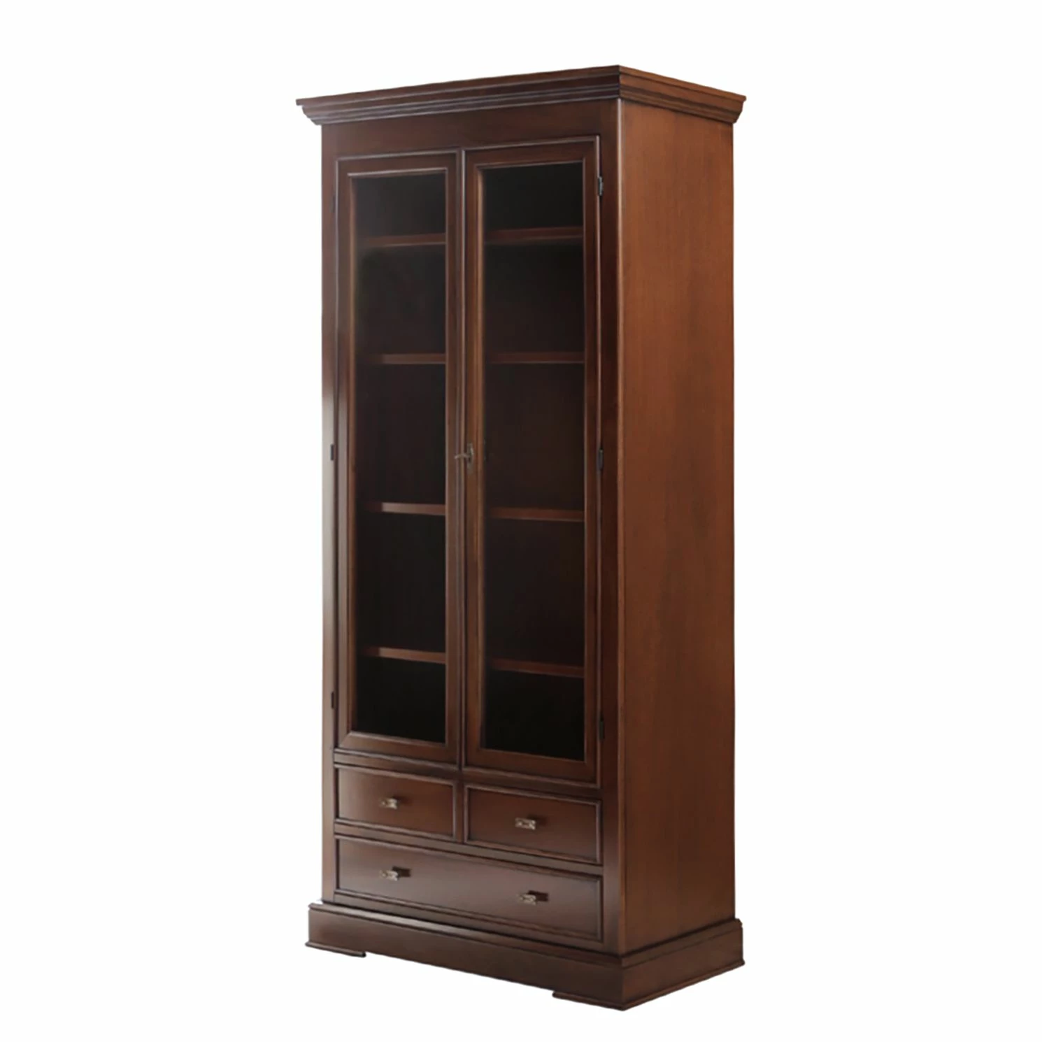 Montreux Vitrinenschrank Siena - Ayous teilmassiv - Antikbraun 1 Montreux Vitrinenschrank Siena - Ayous teilmassiv - Antikbraun