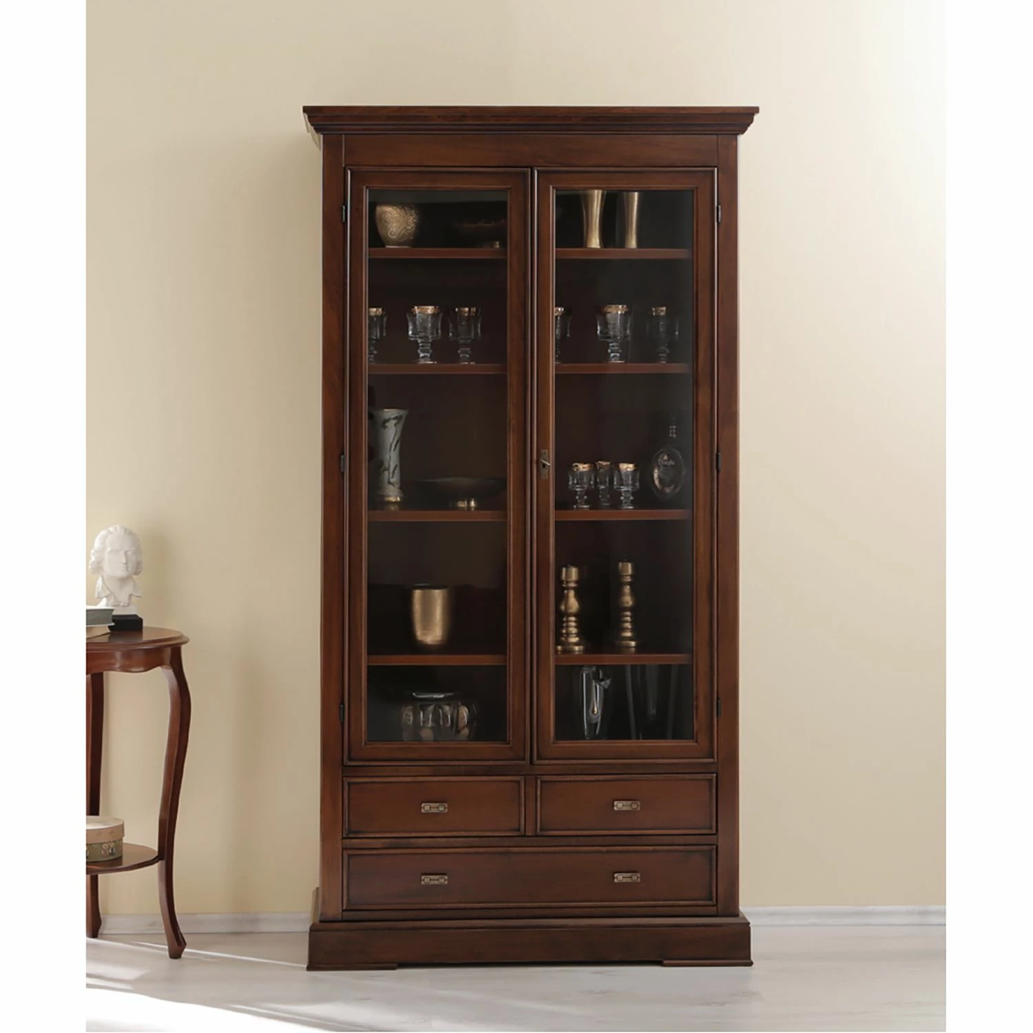 Montreux Vitrinenschrank Siena - Ayous teilmassiv - Antikbraun 3 Montreux Vitrinenschrank Siena - Ayous teilmassiv - Antikbraun – Bild 3