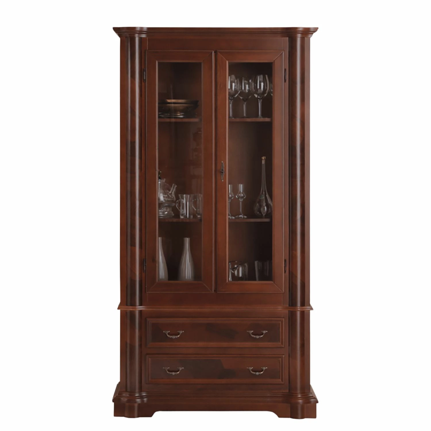 Montreux Vitrine Pevy - Ayous teilmassiv - Antikbraun 4 Montreux Vitrine Pevy - Ayous teilmassiv - Antikbraun – Bild 4