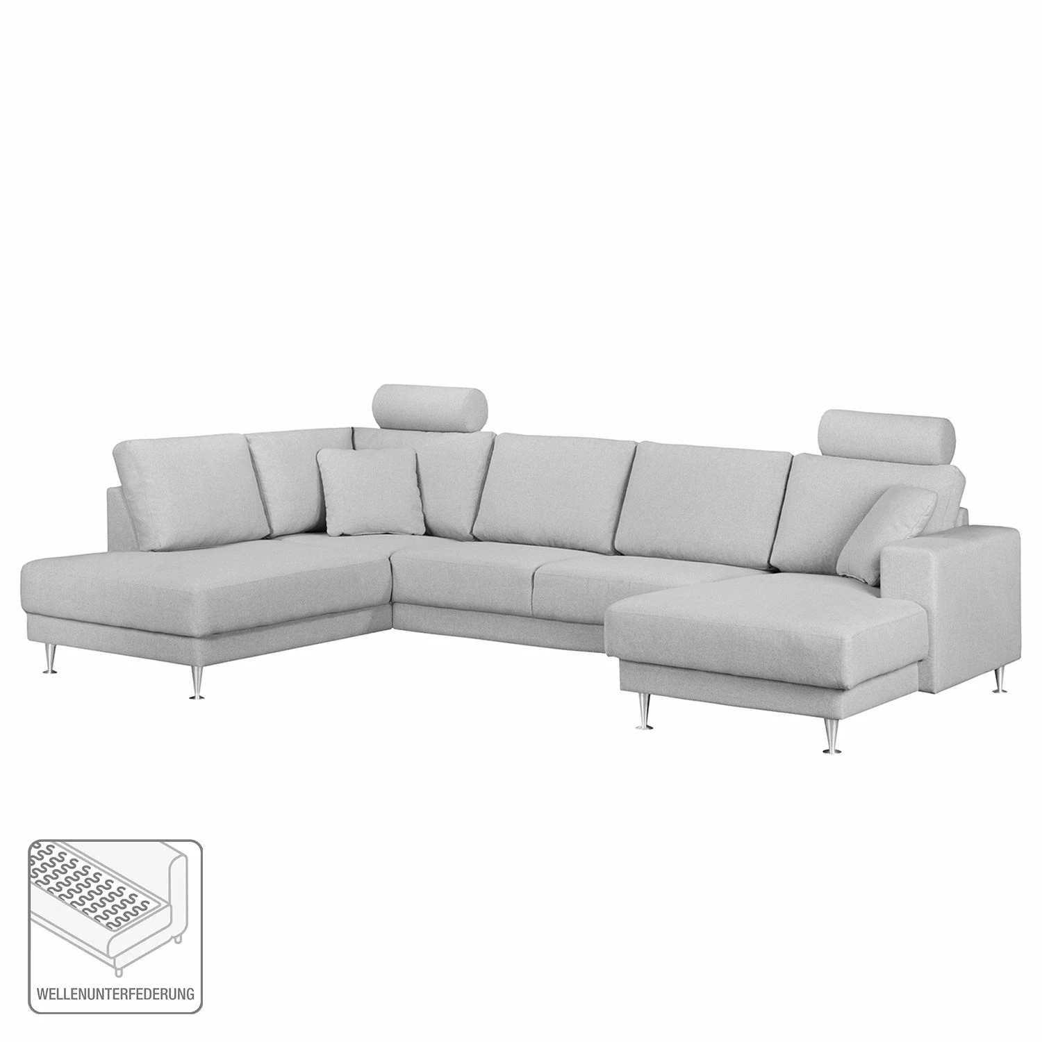 Fredriks Wohnlandschaft Arietta I Webstoff - Platingrau - Longchair davorstehend rechts / Ottomane links 5 Fredriks Wohnlandschaft Arietta I Webstoff - Platingrau - Longchair davorstehend rechts / Ottomane links – Bild 5