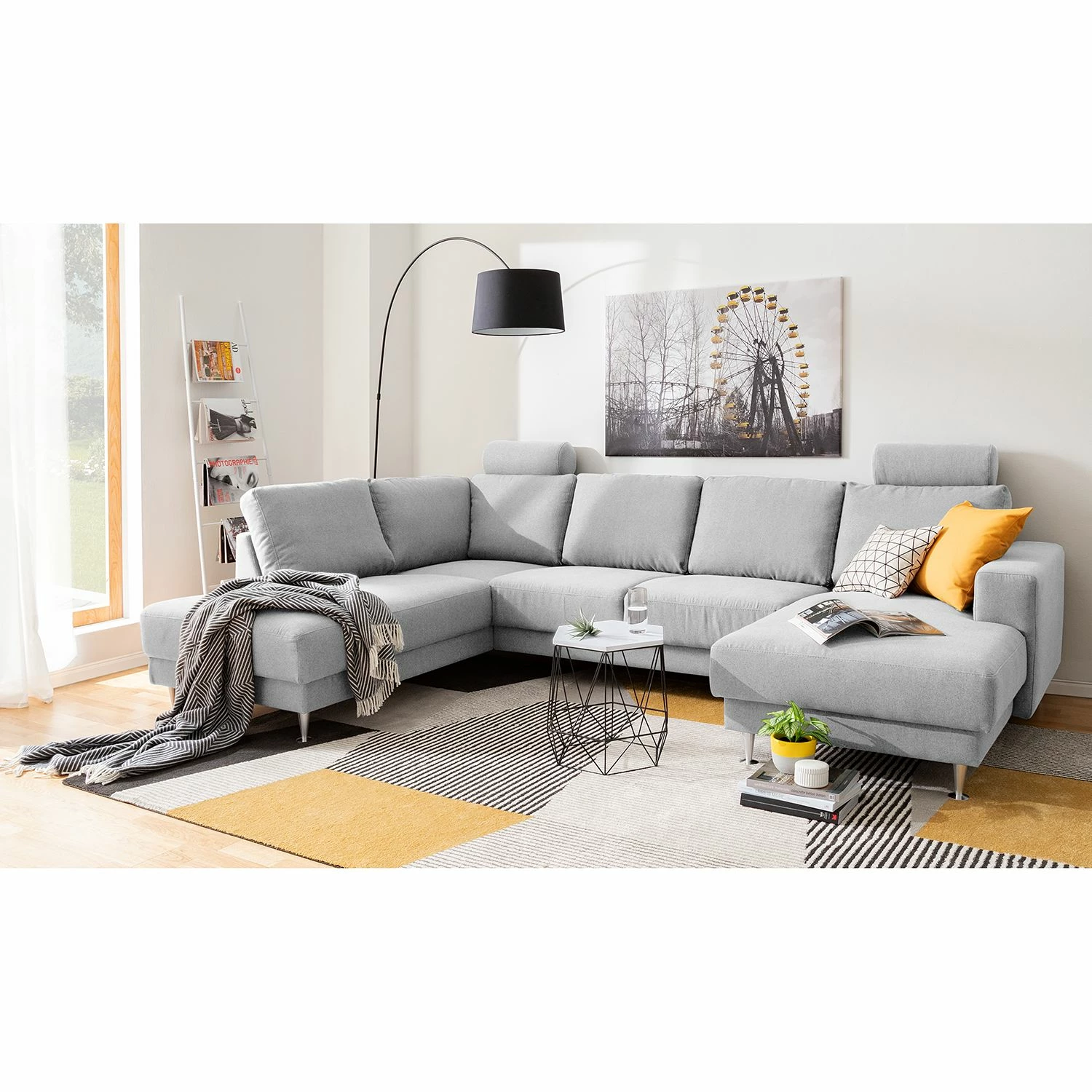 Fredriks Wohnlandschaft Arietta I Webstoff - Platingrau - Longchair davorstehend rechts / Ottomane links 2 Fredriks Wohnlandschaft Arietta I Webstoff - Platingrau - Longchair davorstehend rechts / Ottomane links – Bild 2