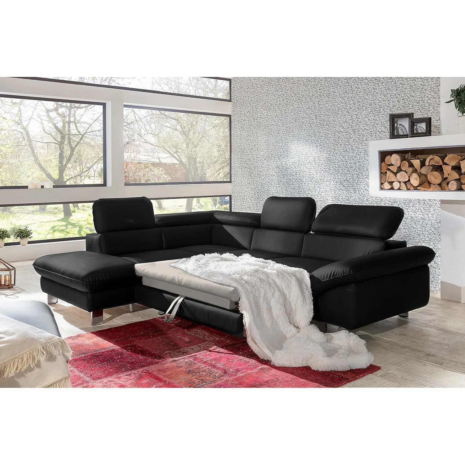Cotta Ecksofa Waiho II Echtleder - Schwarz - Longchair davorstehend links - Mit Schlaffunktion 3 Cotta Ecksofa Waiho II Echtleder - Schwarz - Longchair davorstehend links - Mit Schlaffunktion – Bild 3