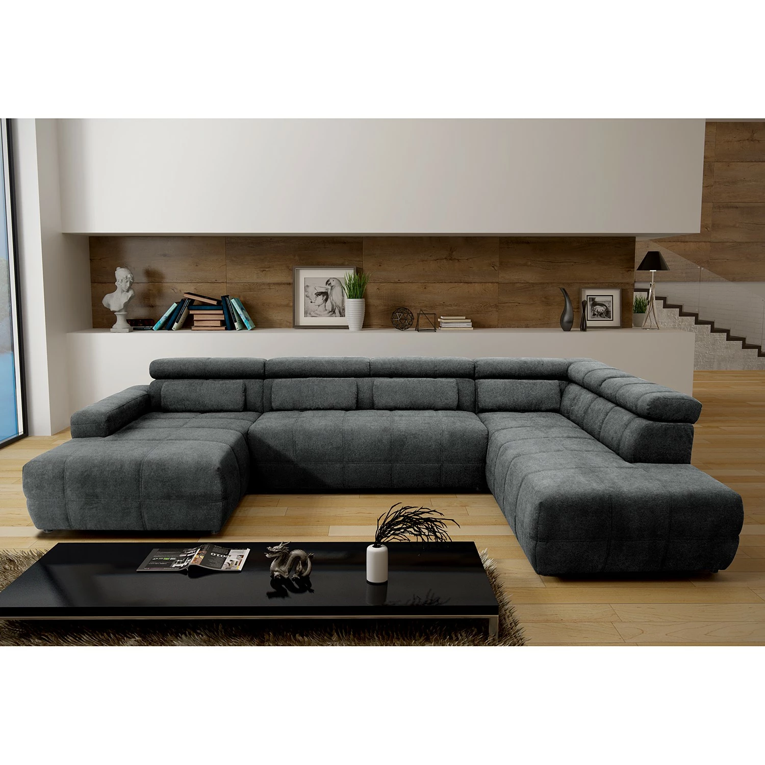 Fredriks Wohnlandschaft Freetown - Microfaser - Dunkelgrau - Longchair davorstehend links / Ottomane rechts 2 Fredriks Wohnlandschaft Freetown - Microfaser - Dunkelgrau - Longchair davorstehend links / Ottomane rechts – Bild 2
