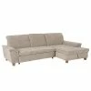 Ars Natura Ecksofa Charlo Microfaser - Cappuccino - Longchair davorstehend rechts - Mit Schlaffunktion