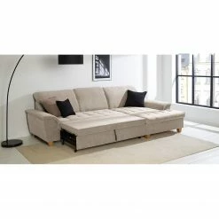 Ars Natura Ecksofa Charlo Microfaser - Cappuccino - Longchair davorstehend rechts - Mit Schlaffunktion -WOHNZIMMERMÖBEL Verkäufe 1000029556 220802 021 MOOD DETAILS P000000001000029556 mood