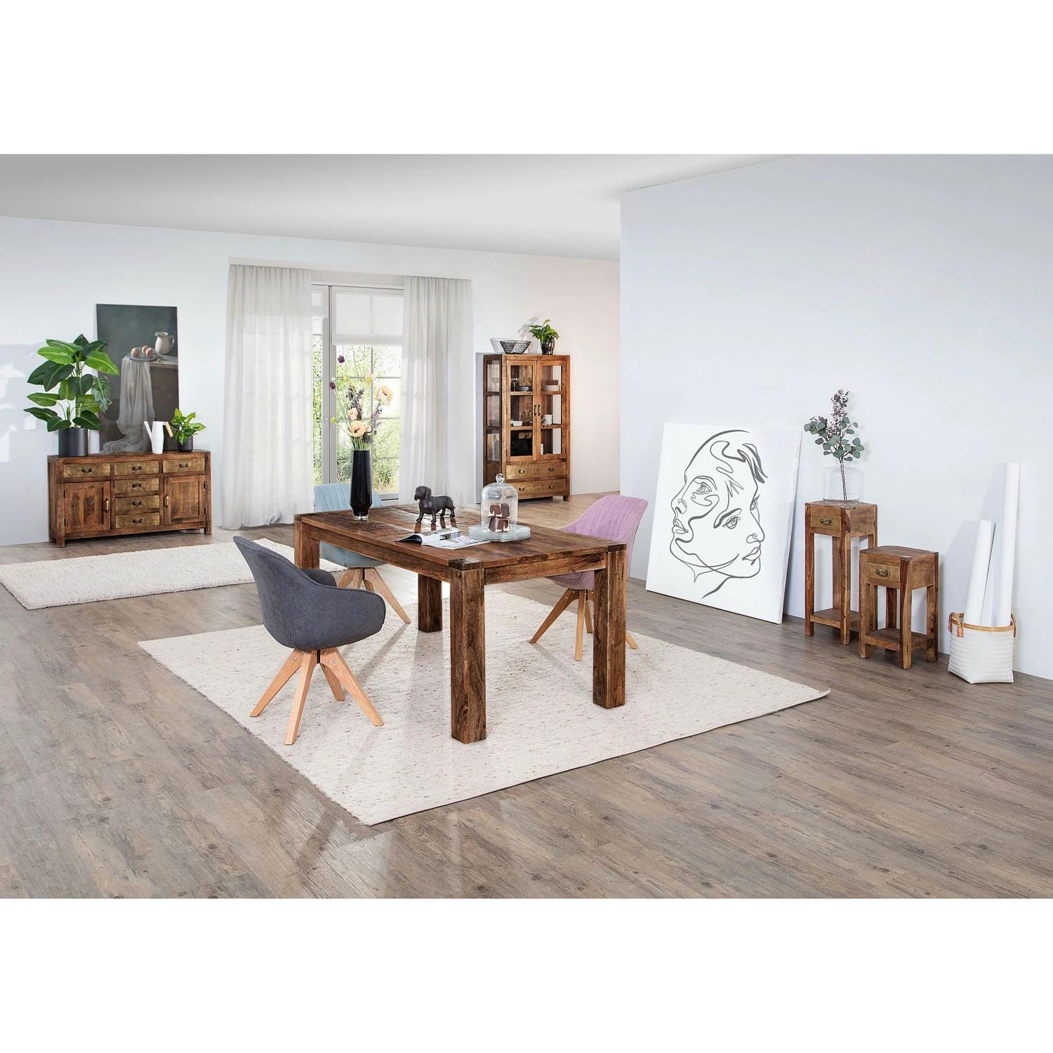 Ars manufacti Vitrine Pintage II - Mango massiv - gebeizt & lackiert 2 Ars manufacti Vitrine Pintage II - Mango massiv - gebeizt & lackiert – Bild 2