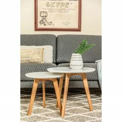 Mørteens Beistelltisch Ockelbo (2er Set) - Weiß / Eiche teilmassiv -WOHNZIMMERMÖBEL Verkäufe 1000054617 200429 06491400043 MOOD DETAILS P000000001000054617 mood