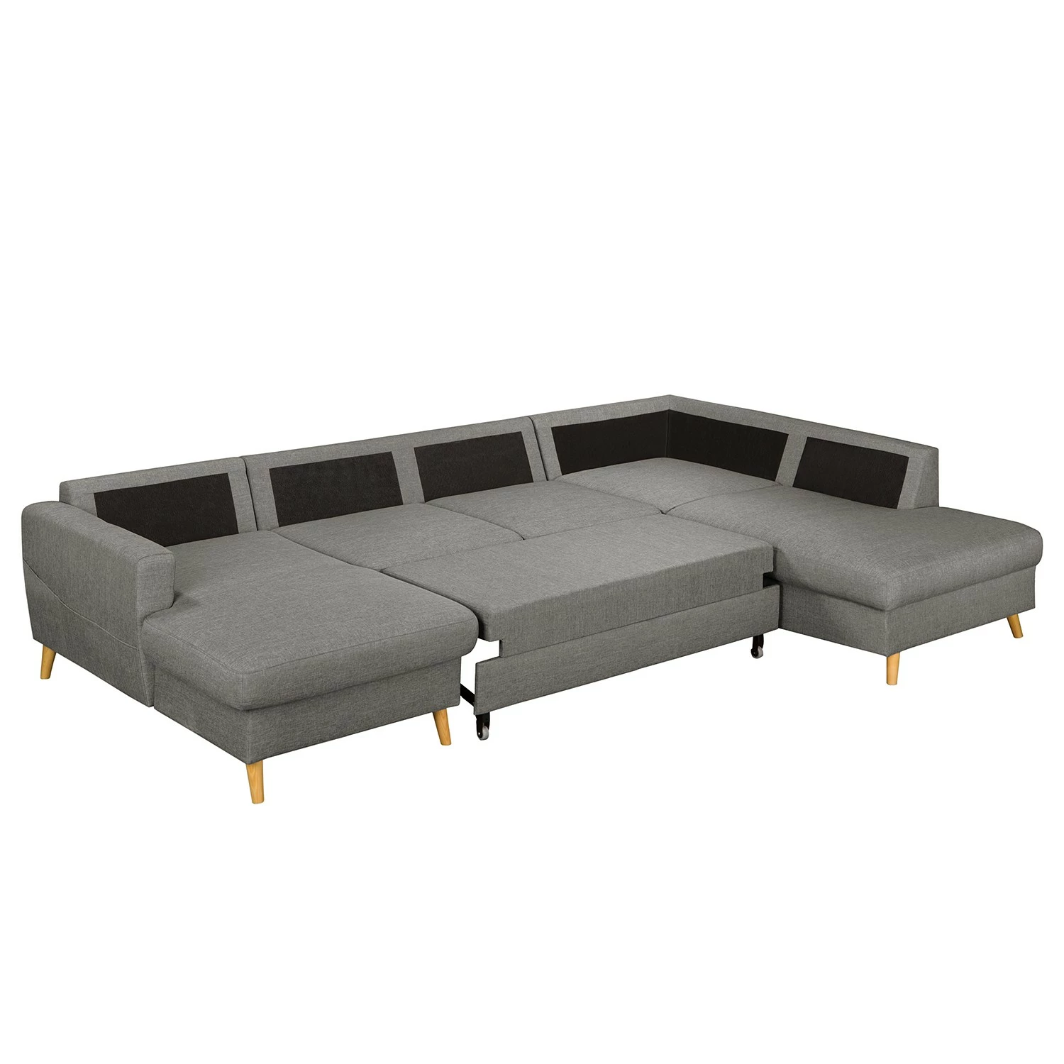 Mørteens Wohnlandschaft Sola Flachgewebe - Grau - Longchair davorstehend links / Ottomane rechts - Mit Schlaffunktion 2 Mørteens Wohnlandschaft Sola Flachgewebe - Grau - Longchair davorstehend links / Ottomane rechts - Mit Schlaffunktion – Bild 2