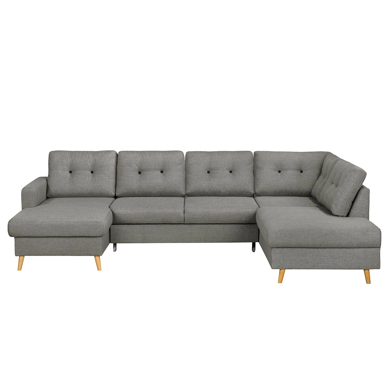 Mørteens Wohnlandschaft Sola Flachgewebe - Grau - Longchair davorstehend links / Ottomane rechts - Mit Schlaffunktion 4 Mørteens Wohnlandschaft Sola Flachgewebe - Grau - Longchair davorstehend links / Ottomane rechts - Mit Schlaffunktion – Bild 4