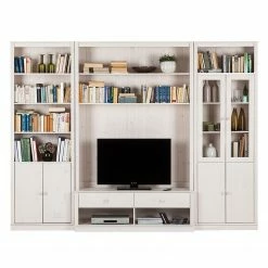 Maison Belfort Wohnwand Lillehammer III (3-teilig) - Kiefer massiv - Kiefer Weiß