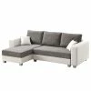 Fredriks Ecksofa Dublin II - (mit Schlaffunktion / beidseitig montierbar) - Kunstleder/Strukturstoff - Weiß / Grau