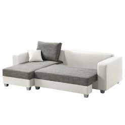 Fredriks Ecksofa Dublin II - (mit Schlaffunktion / beidseitig montierbar) - Kunstleder/Strukturstoff - Weiß / Grau -WOHNZIMMERMÖBEL Verkäufe 1000073164 210614 18404200588 DETAILS P000000001000073164