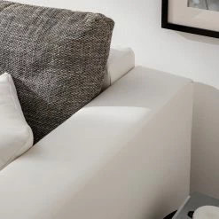 Fredriks Ecksofa Dublin II - (mit Schlaffunktion / beidseitig montierbar) - Kunstleder/Strukturstoff - Weiß / Grau -WOHNZIMMERMÖBEL Verkäufe 1000073164 210614 18404200594 DETAILS P000000001000073164