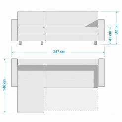 Fredriks Ecksofa Dublin II - (mit Schlaffunktion / beidseitig montierbar) - Kunstleder/Strukturstoff - Weiß / Grau -WOHNZIMMERMÖBEL Verkäufe 1000073164 210614 18404200606 SKETCH DETAILS P000000001000073164 sketch