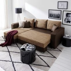 Fredriks Ecksofa Dublin II - (mit Schlaffunktion / beidseitig montierbar) - Kunstleder/Strukturstoff - Dunkelbraun / Braun -WOHNZIMMERMÖBEL Verkäufe 1000073166 210614 18404300610 MOOD DETAILS P000000001000073166 mood