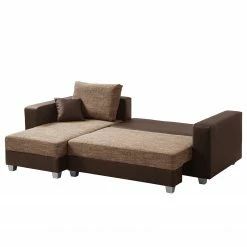 Fredriks Ecksofa Dublin II - (mit Schlaffunktion / beidseitig montierbar) - Kunstleder/Strukturstoff - Dunkelbraun / Braun -WOHNZIMMERMÖBEL Verkäufe 1000073166 210614 18404300611 DETAILS P000000001000073166