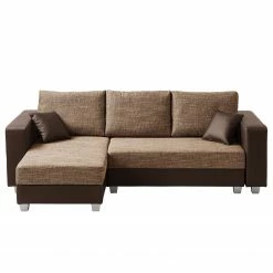 Fredriks Ecksofa Dublin II - (mit Schlaffunktion / beidseitig montierbar) - Kunstleder/Strukturstoff - Dunkelbraun / Braun -WOHNZIMMERMÖBEL Verkäufe 1000073166 210614 18404300613 DETAILS P000000001000073166