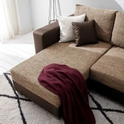 Fredriks Ecksofa Dublin II - (mit Schlaffunktion / beidseitig montierbar) - Kunstleder/Strukturstoff - Dunkelbraun / Braun -WOHNZIMMERMÖBEL Verkäufe 1000073166 210614 18404300620 DETAILS P000000001000073166