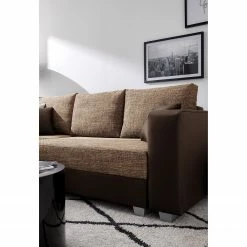 Fredriks Ecksofa Dublin II - (mit Schlaffunktion / beidseitig montierbar) - Kunstleder/Strukturstoff - Dunkelbraun / Braun -WOHNZIMMERMÖBEL Verkäufe 1000073166 210614 18404300621 DETAILS P000000001000073166