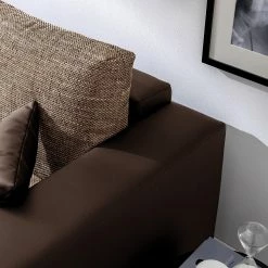 Fredriks Ecksofa Dublin II - (mit Schlaffunktion / beidseitig montierbar) - Kunstleder/Strukturstoff - Dunkelbraun / Braun -WOHNZIMMERMÖBEL Verkäufe 1000073166 210614 18404300623 DETAILS P000000001000073166