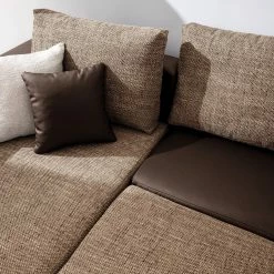 Fredriks Ecksofa Dublin II - (mit Schlaffunktion / beidseitig montierbar) - Kunstleder/Strukturstoff - Dunkelbraun / Braun -WOHNZIMMERMÖBEL Verkäufe 1000073166 210614 18404300624 DETAILS P000000001000073166