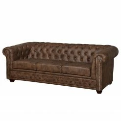 Ars manufacti Sofa Kamaru (3-Sitzer) Kunstleder - Schokolade/ Braun