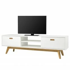 Tenzo TV-Lowboard Bess - Eiche teilmassiv - Weiß