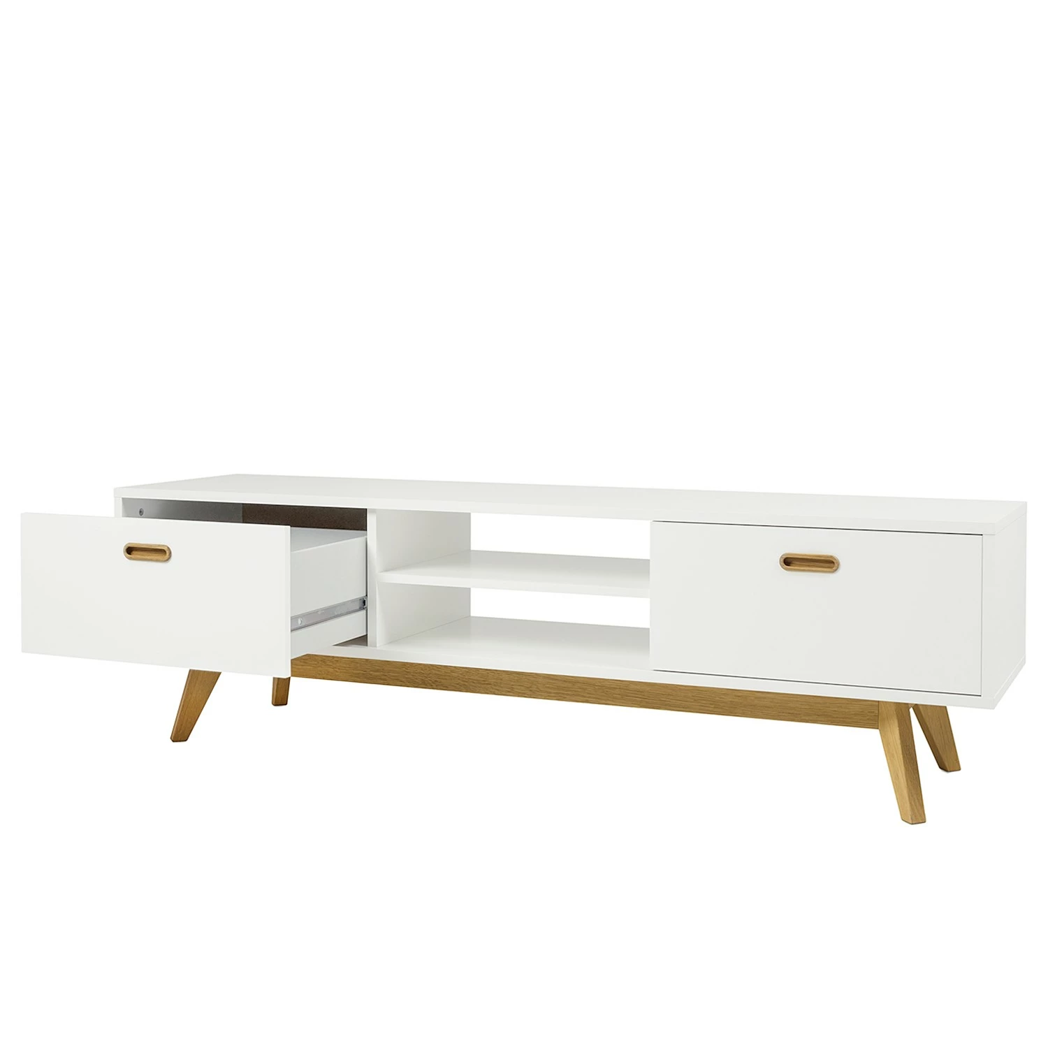 Tenzo TV-Lowboard Bess - Eiche teilmassiv - Weiß 2 Tenzo TV-Lowboard Bess - Eiche teilmassiv - Weiß – Bild 2