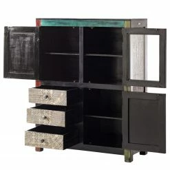 Wolf-Möbel Highboard Goa II - Mango teilmassiv - Mango Dunkelbraun -WOHNZIMMERMÖBEL Verkäufe 1000104040 191106 09425400022 DETAILS P000000001000104040