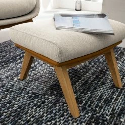 Studio Copenhagen Polsterhocker Hepburn I - Beige / Cognac - Eiche Dunkel -WOHNZIMMERMÖBEL Verkäufe 1000114822 180803 085039189 MOOD GALLERYIMAGES P000000001000114822 mood