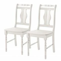 Maison Belfort Esszimmerstuhl Narva (2er Set) - Kiefer Weiß