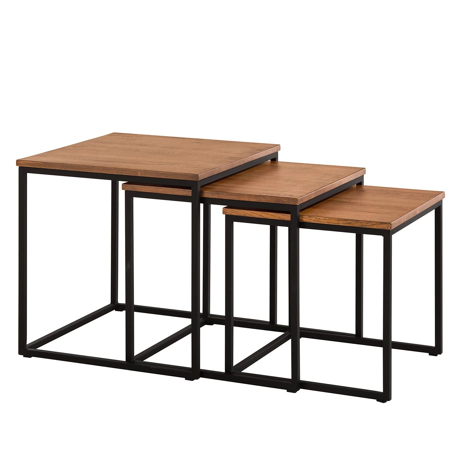 Ars manufacti Beistelltisch Candler (3-teilig) - Eiche massiv / Metall 1 Ars manufacti Beistelltisch Candler (3-teilig) - Eiche massiv / Metall