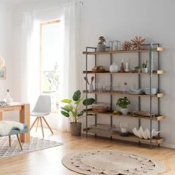 Ars manufacti Bücherregal Dharai II - Echtholzfurnier / Metall - Eiche / Silber -WOHNZIMMERMÖBEL Verkäufe 1000117167 180912 12435706 MOOD GALLERYIMAGES P000000001000117167 mood