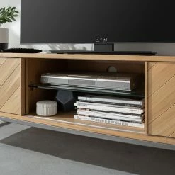 Ars manufacti TV-Lowboard Dharai - Echtholzfurnier / Metall - Eiche / Silber -WOHNZIMMERMÖBEL Verkäufe 1000117170 180822 15192722 GALLERYIMAGES P000000001000117170