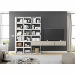 Loftscape TV-Wand Emporior III - Matt Hellbeige / Matt Weiß - Breite: 294 cm