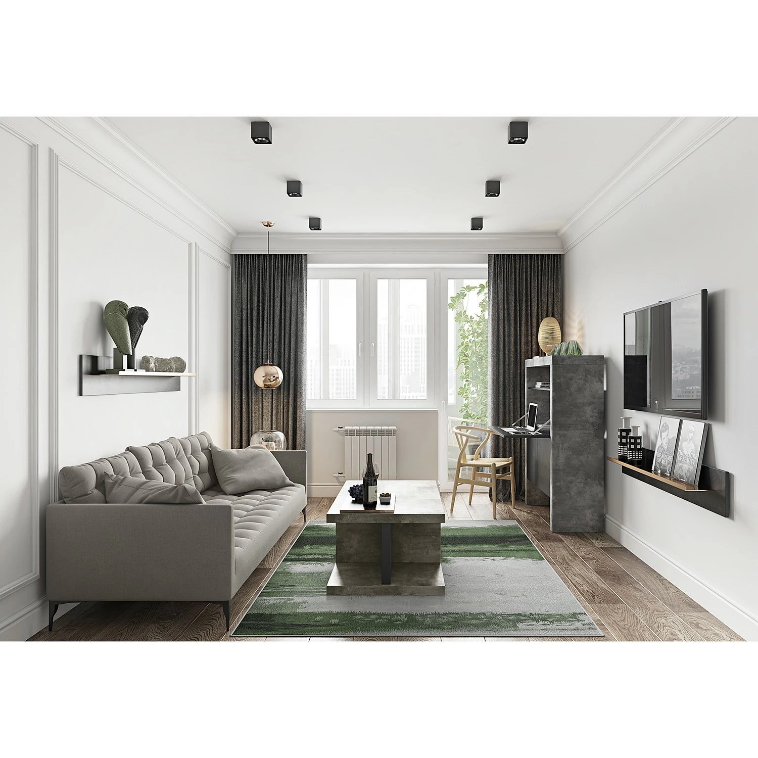 Temahome Couchtisch Detroit ll - Beton Dekor / Matt Schwarz 4 Temahome Couchtisch Detroit ll - Beton Dekor / Matt Schwarz – Bild 4