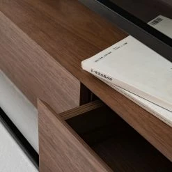 Studio Copenhagen Lowboard Rizzo - Holzwerkstoff / Glas - Schwarz / Walnuss Dekor -WOHNZIMMERMÖBEL Verkäufe 1000123450 190328 11102900027 GALLERYIMAGES P000000001000123450