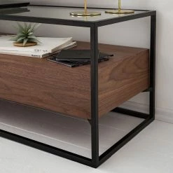 Studio Copenhagen Lowboard Rizzo - Holzwerkstoff / Glas - Schwarz / Walnuss Dekor -WOHNZIMMERMÖBEL Verkäufe 1000123450 190328 11102900028 GALLERYIMAGES P000000001000123450