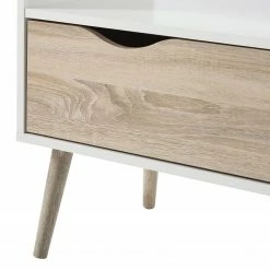 Mørteens TV-Lowboard Sunndal - Gummibaum teilmassiv - Weiß / Eiche Hell -WOHNZIMMERMÖBEL Verkäufe 1000123474 190205 08104900009 GALLERYIMAGES P000000001000123474